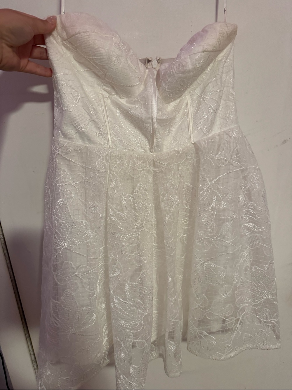 Lulu's White Strapless Lace A-Line Dress
